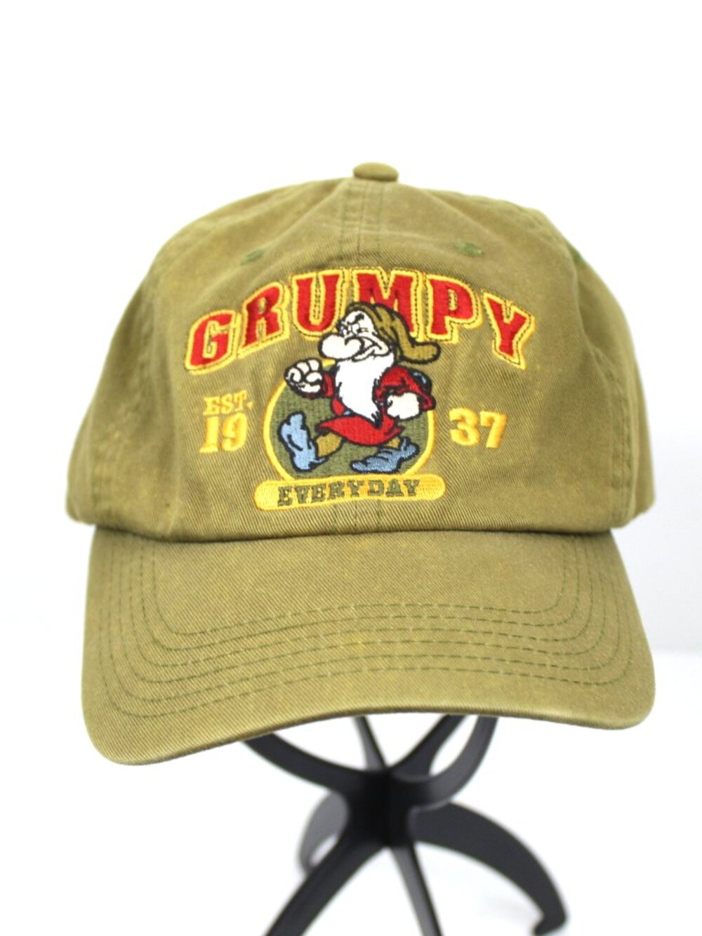 GRUMPY HAT EMBROIDERED "GRUMPY EST. 1937 EVERYDAY" KHAKI GREEN DISNEY STORE OSFA
